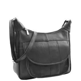 Womens Leather Cross Body Organiser Bag HOL007 Black