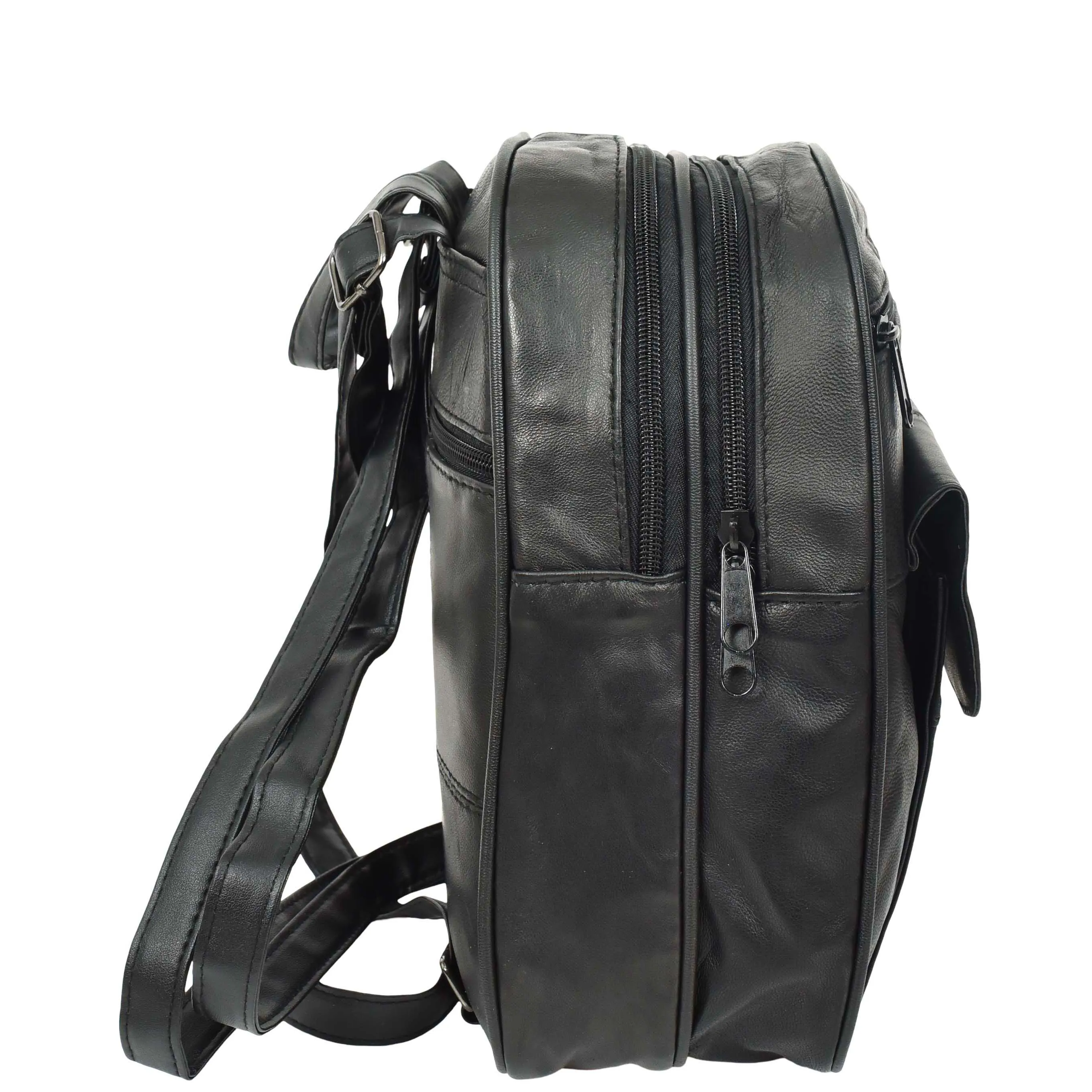 Womens Soft Leather Backpack Daypack Bag HOL0591 Black