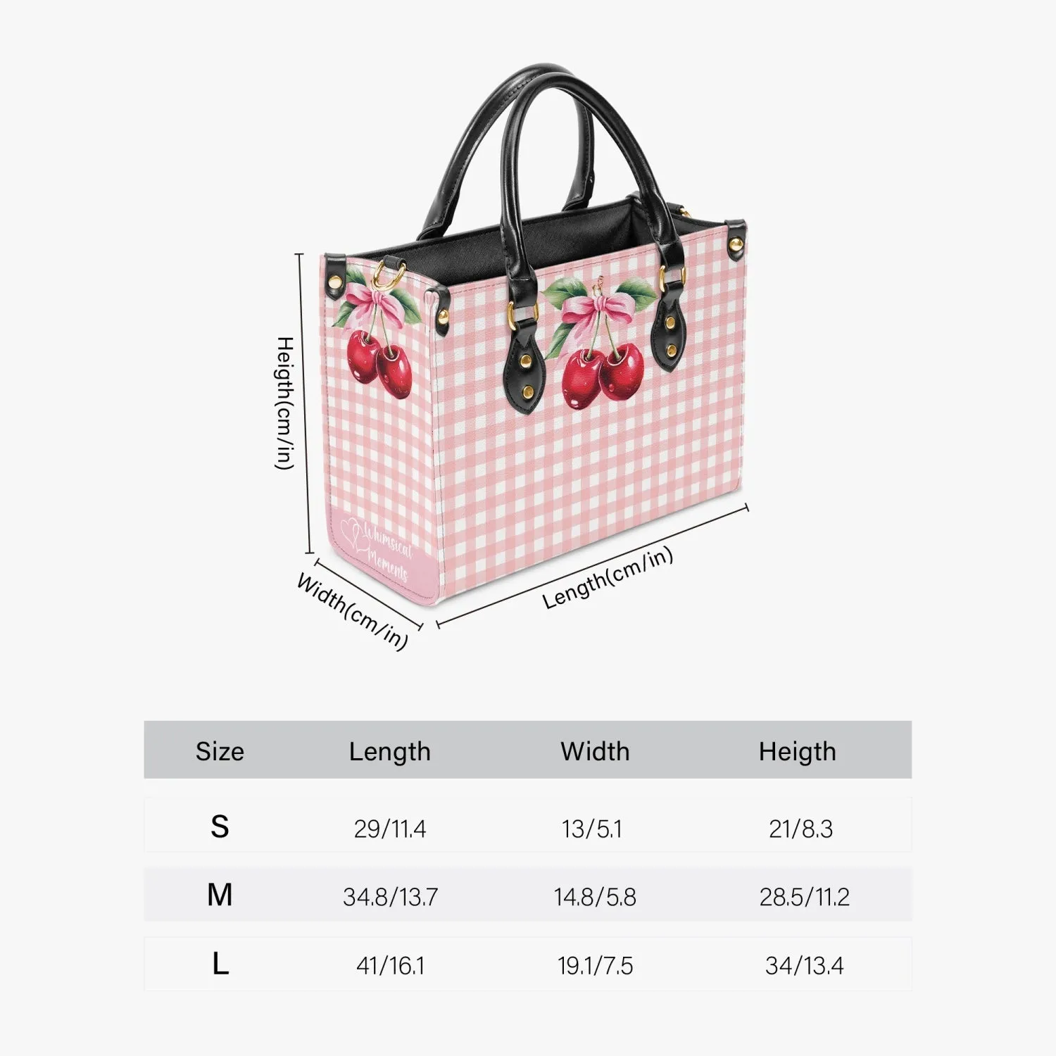 Women's Tote Bag - Rockabilly - Cherries Pink Plaid