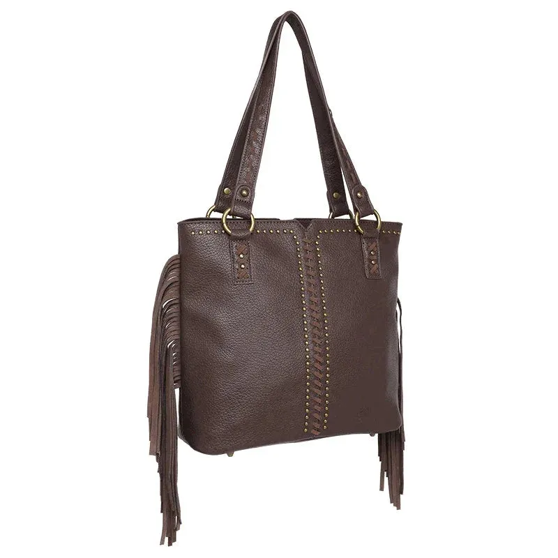 Wrangler Concealed Carry Western Fringe Handbag-Coffee