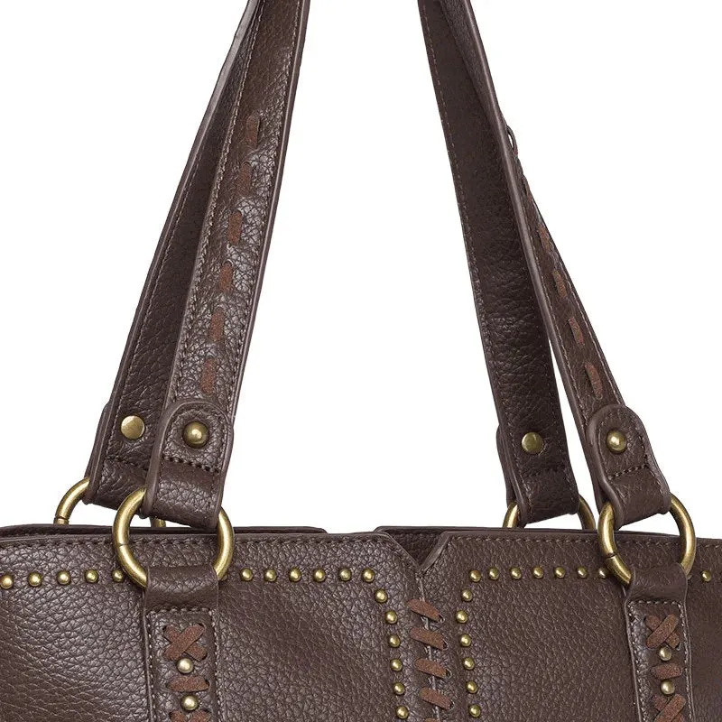 Wrangler Concealed Carry Western Fringe Handbag-Coffee