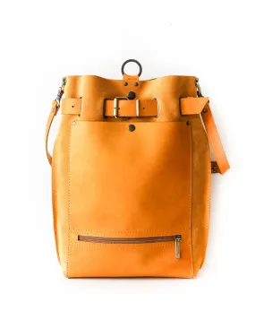 Yellow Suede Leather Backpack Purse