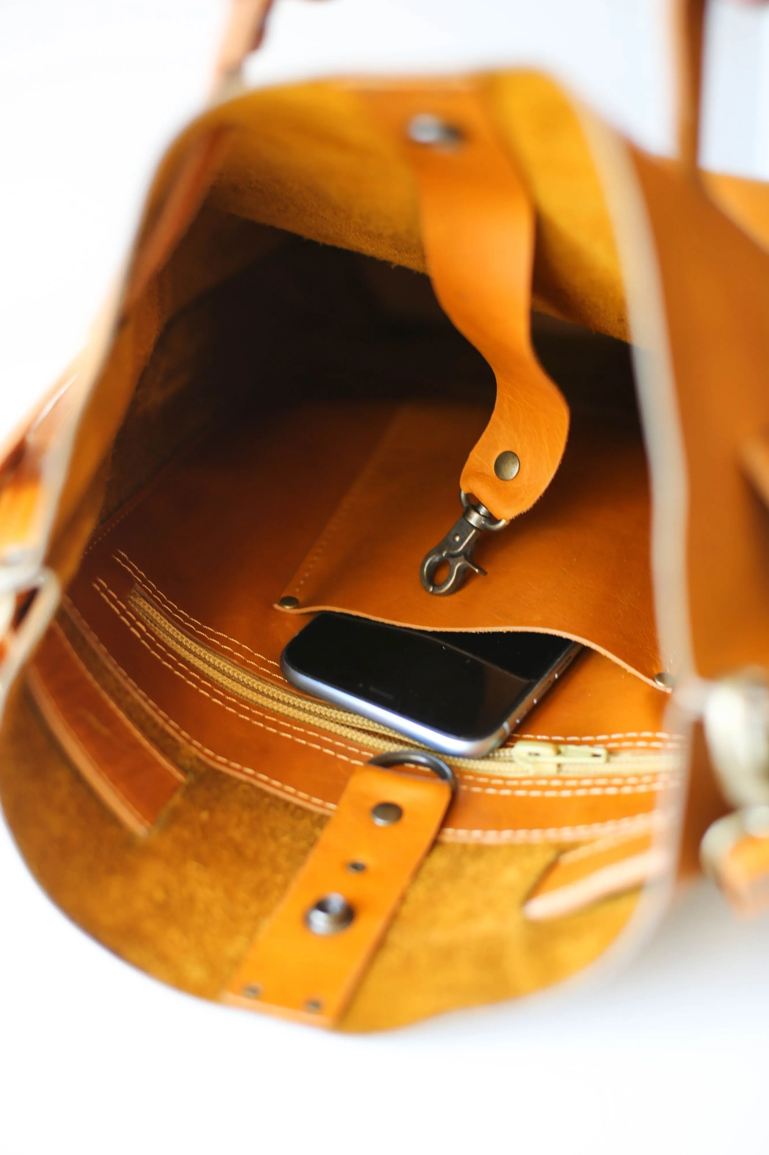 Yellow Suede Leather Backpack Purse