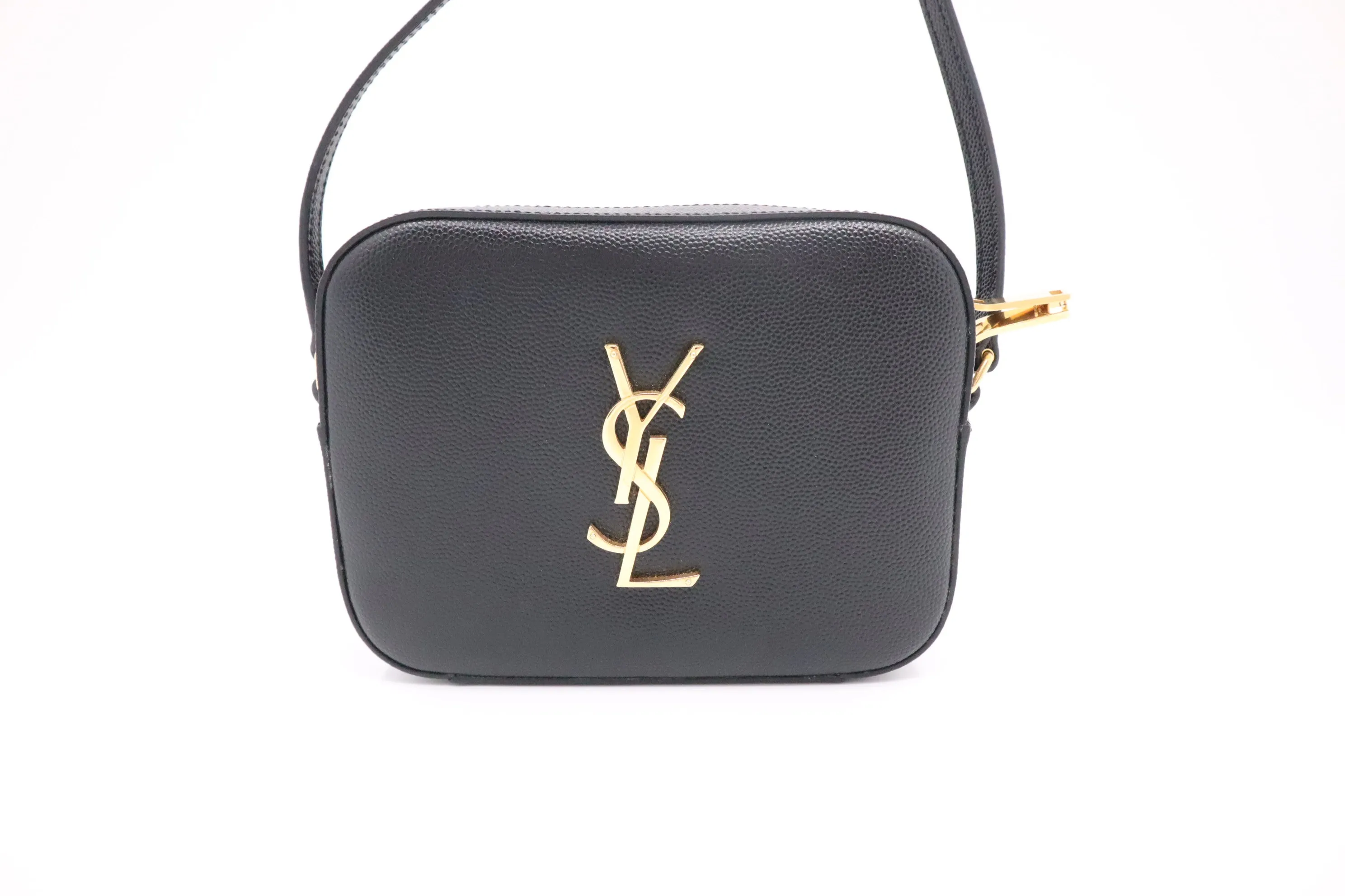 YSL Saint Laurent Mini Lou Camera Bag in Black Grain de Poudre Leather