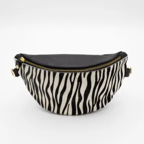 Zebra Leather Bum Bag (Gold Fittings)