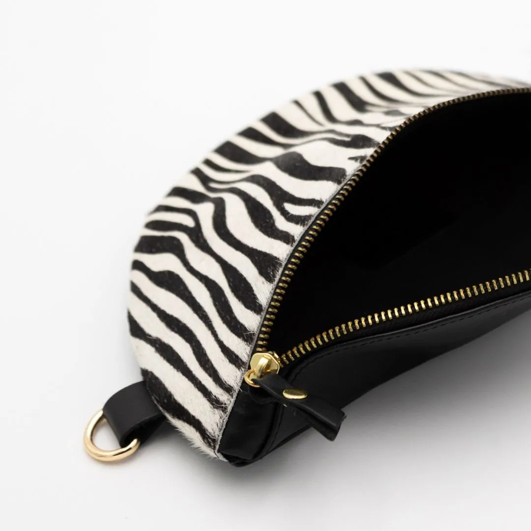 Zebra Leather Bum Bag (Gold Fittings)